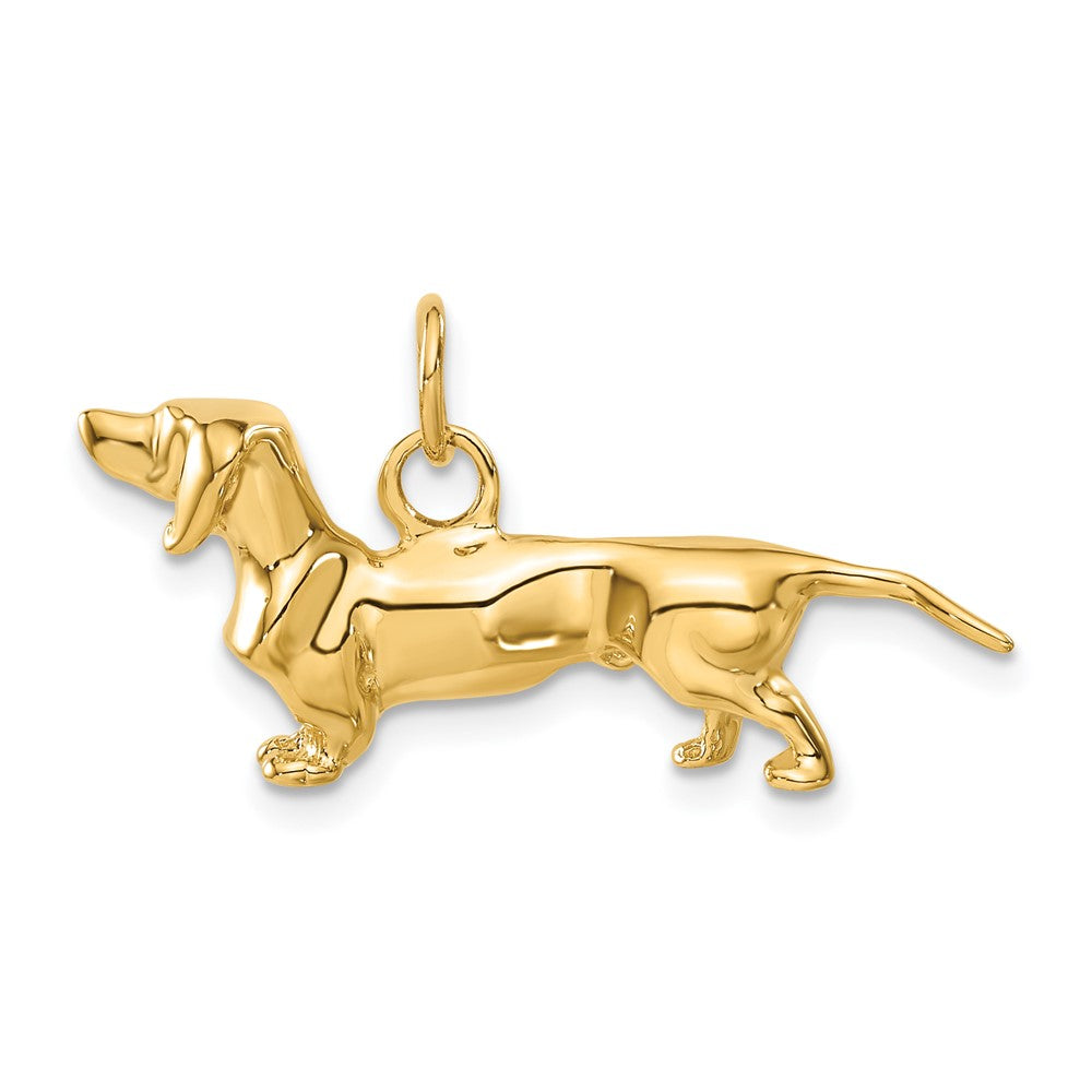 14K Gold 3D Dachshund Dog Necklace Pendant - Charlie & Co. Jewelry