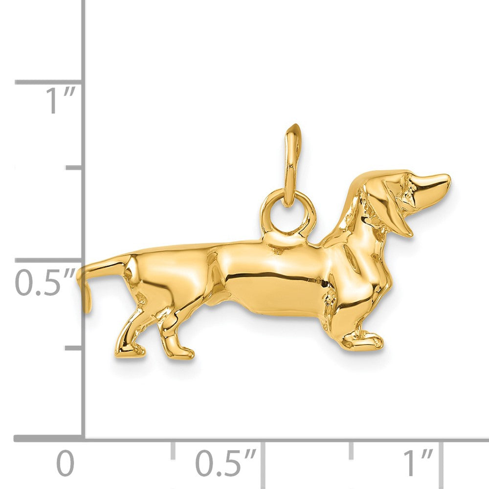 14K Gold 3D Dachshund Dog Necklace Pendant - Charlie & Co. Jewelry