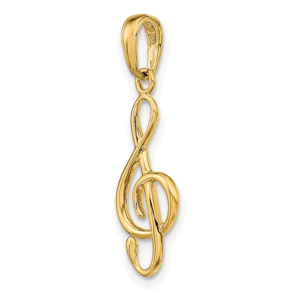 14K Gold Classic 3D Treble Clef Pendant - Charlie & Co. Jewelry