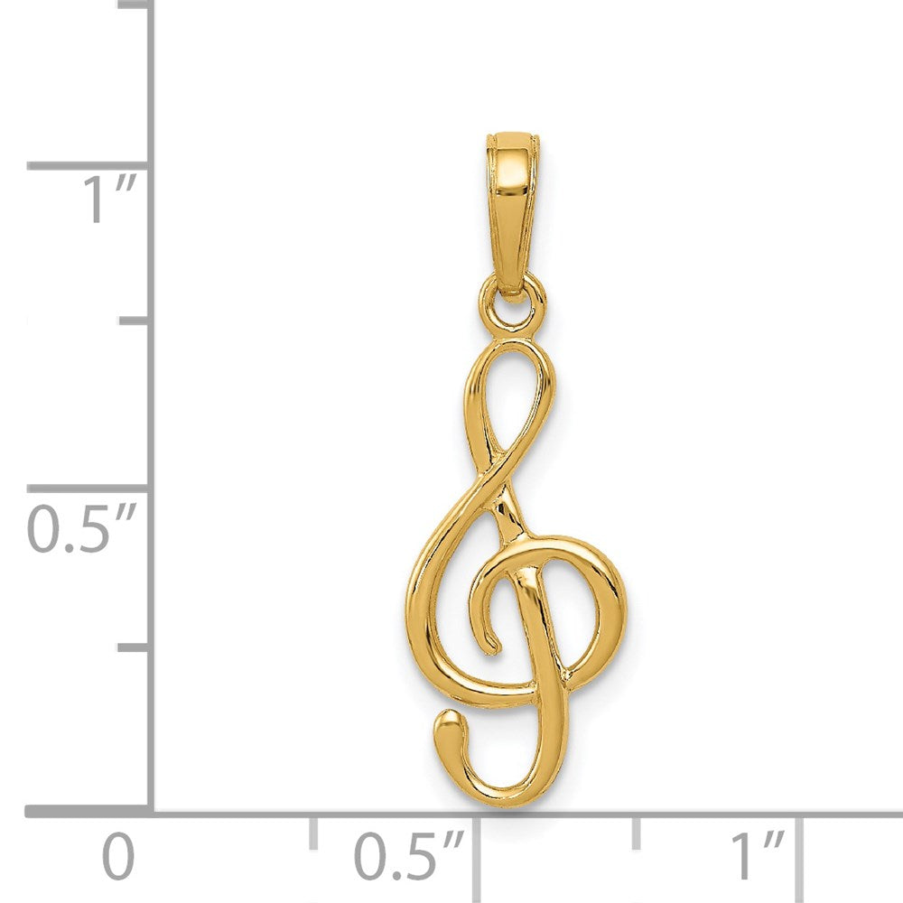 14K Gold Classic 3D Treble Clef Pendant - Charlie & Co. Jewelry