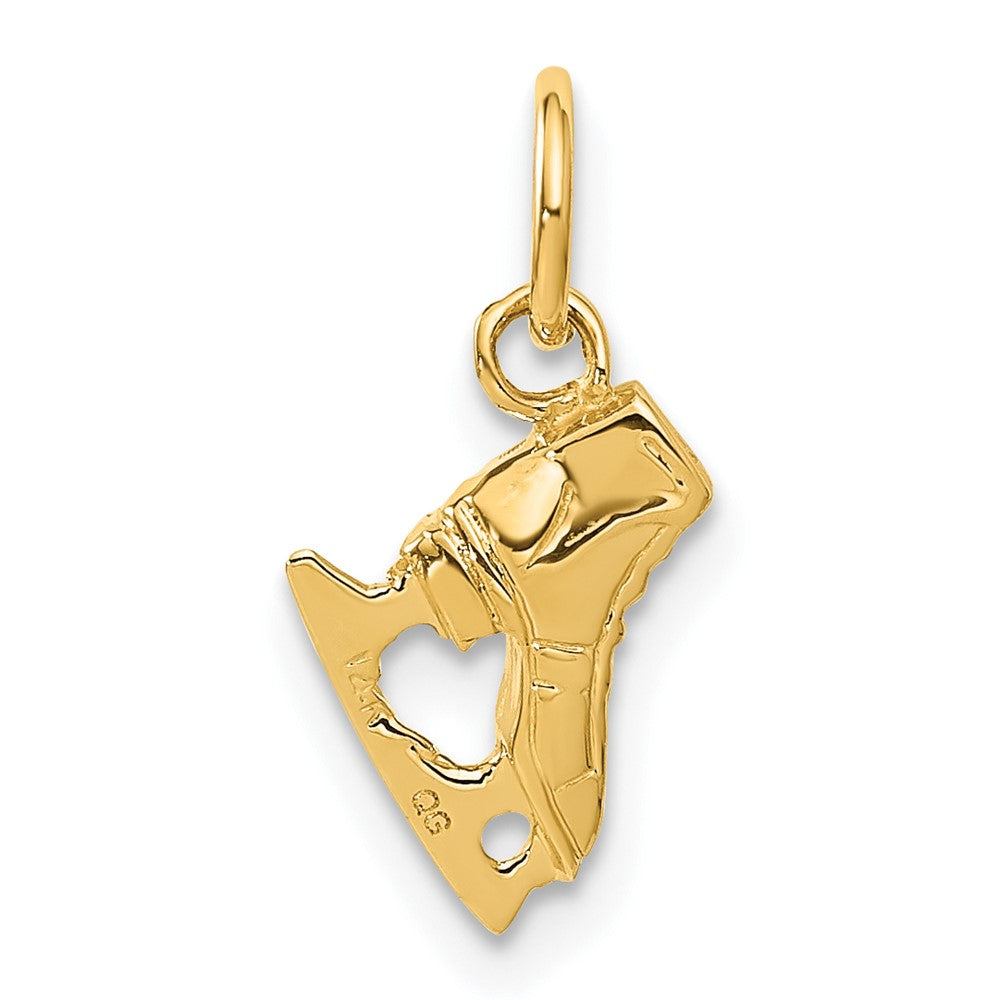 14K Gold Classic 3D Ice Skate Pendant - Charlie & Co. Jewelry