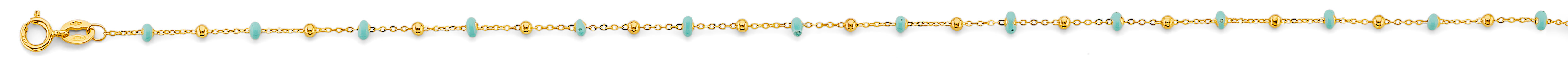14K Gold Turquoise Enamel Bead Station Bracelet Anklet- Model 1141 - Charlie & Co. Jewelry