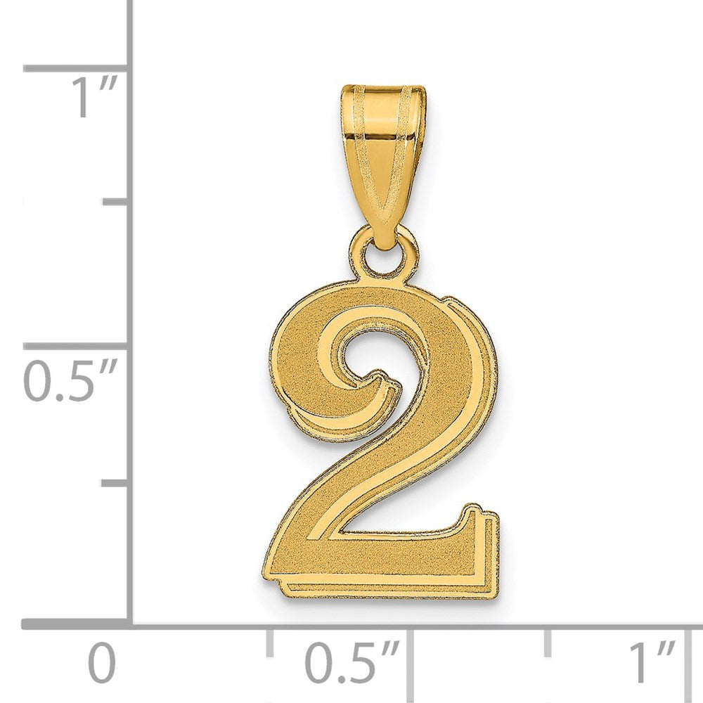 Charlie & Co Jewelry | 14k Polished Etched Number 2 Pendant - Model AEN02
