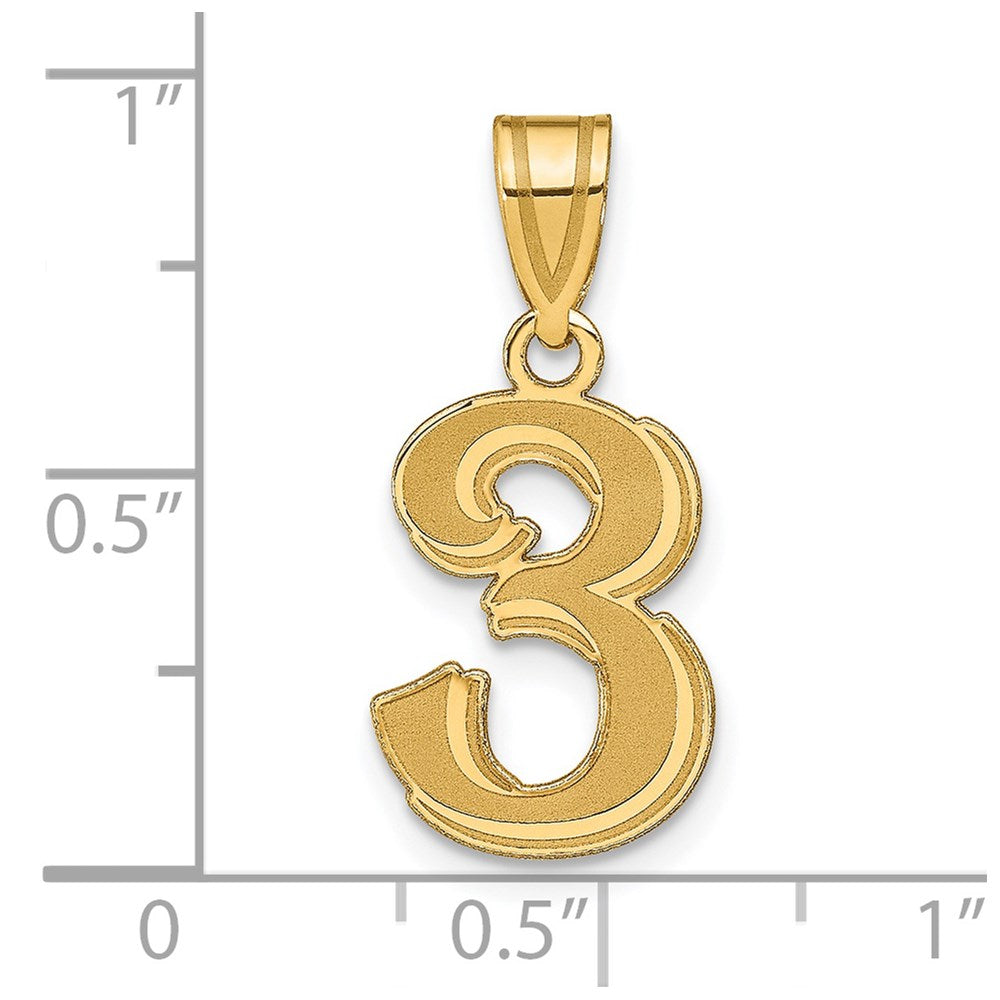 Charlie & Co Jewelry | 14k Polished Etched Number 3 Pendant - Model AEN03
