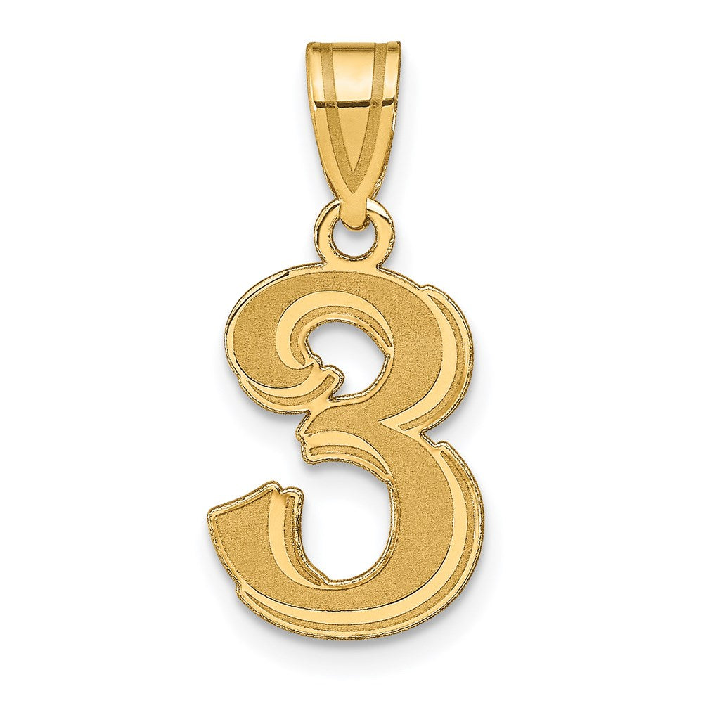 Charlie & Co Jewelry | 14k Polished Etched Number 3 Pendant - Model AEN03