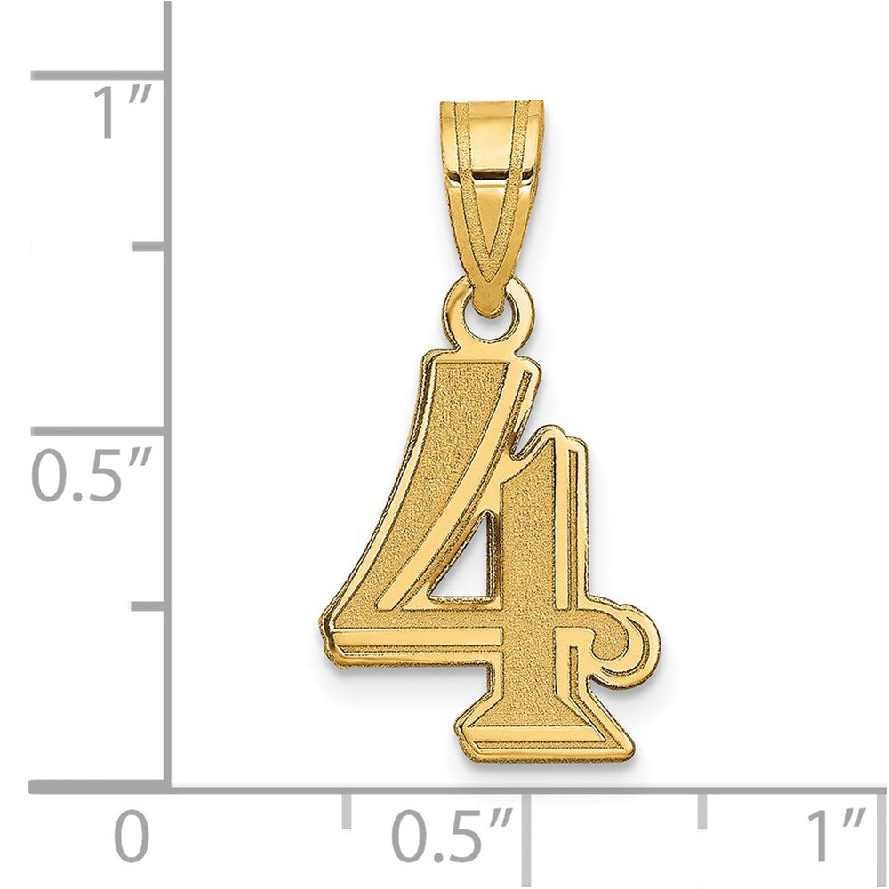 Charlie & Co Jewelry | 14k Polished Etched Number 4 Pendant - Model AEN04