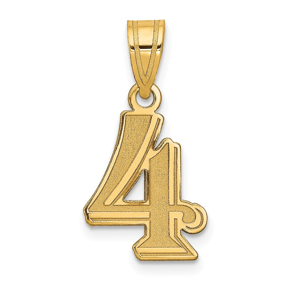 Charlie & Co Jewelry | 14k Polished Etched Number 4 Pendant - Model AEN04