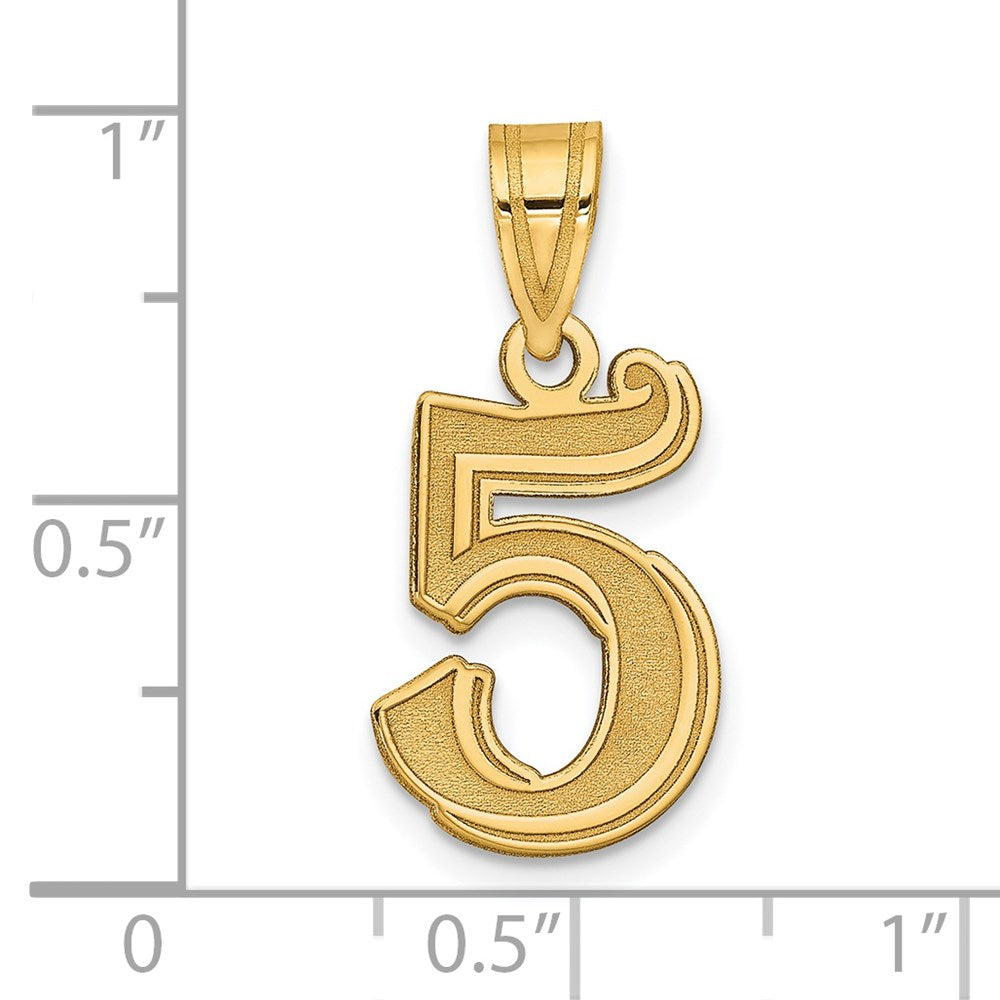 Charlie & Co Jewelry | 14k Polished Etched Number 5 Pendant - Model AEN05