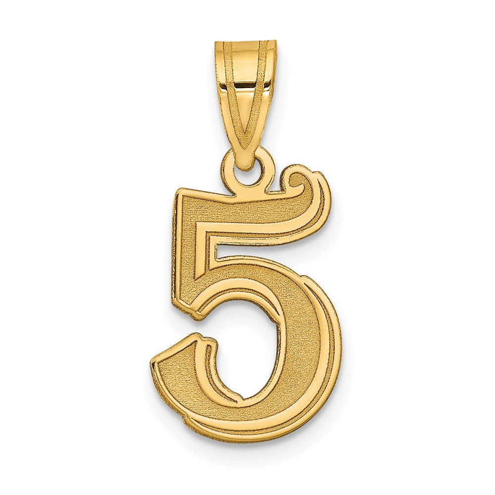Charlie & Co Jewelry | 14k Polished Etched Number 5 Pendant - Model AEN05