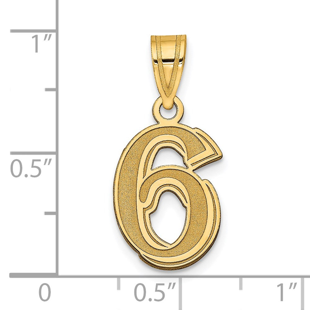 Charlie & Co Jewelry | 14k Polished Etched Number 6 Pendant - Model AEN06