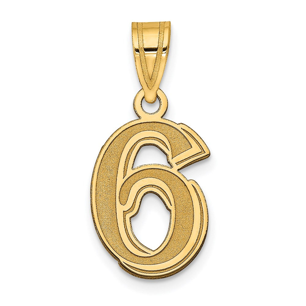 Charlie & Co Jewelry | 14k Polished Etched Number 6 Pendant - Model AEN06