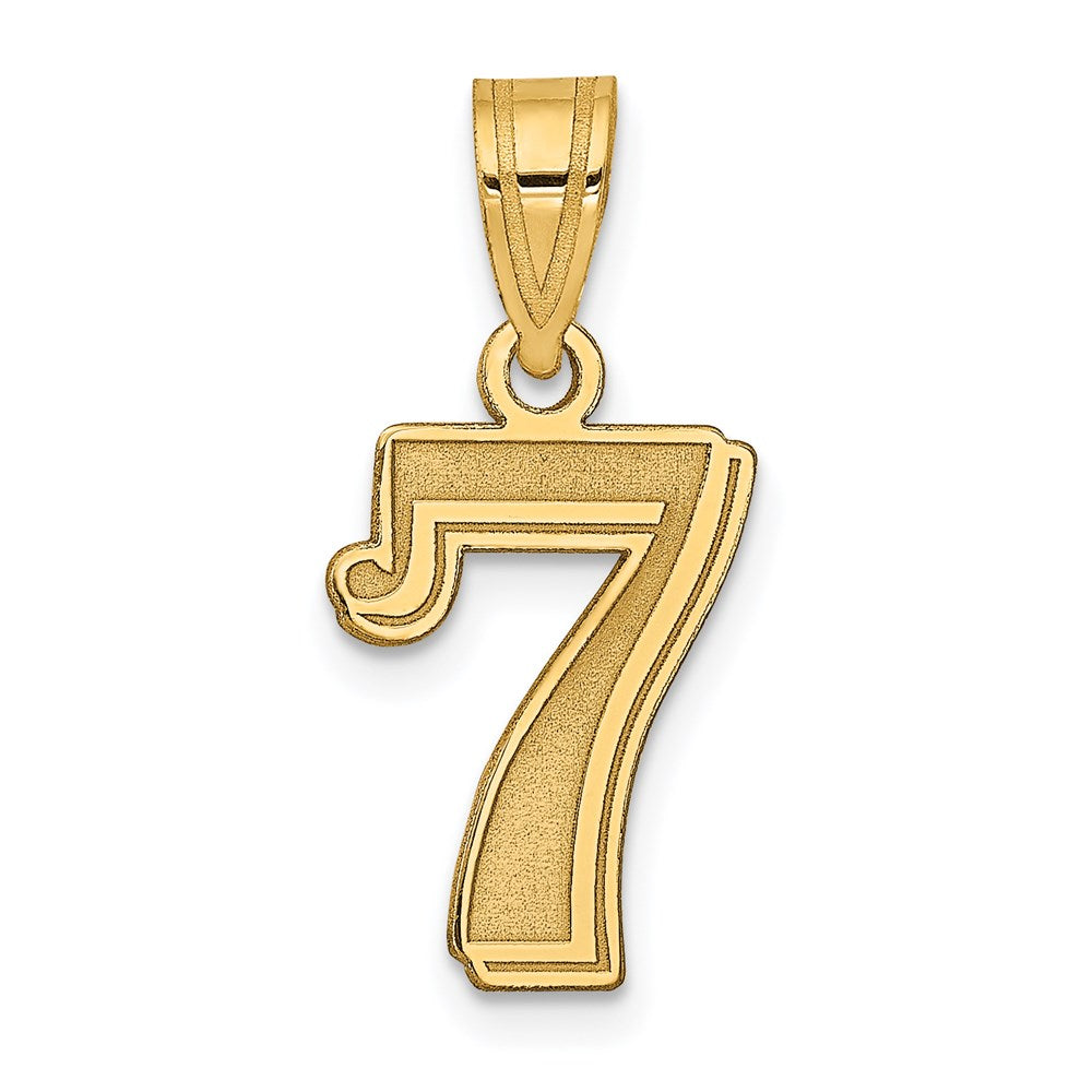Charlie & Co Jewelry | 14k Polished Etched Number 7 Pendant - Model AEN07