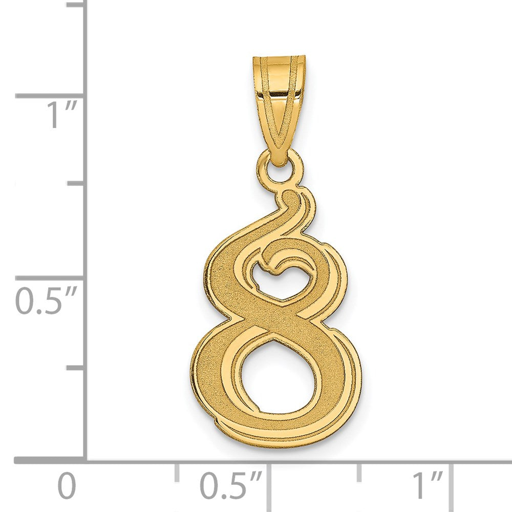 Charlie & Co Jewelry | 14k Polished Etched Number 8 Pendant - Model AEN08