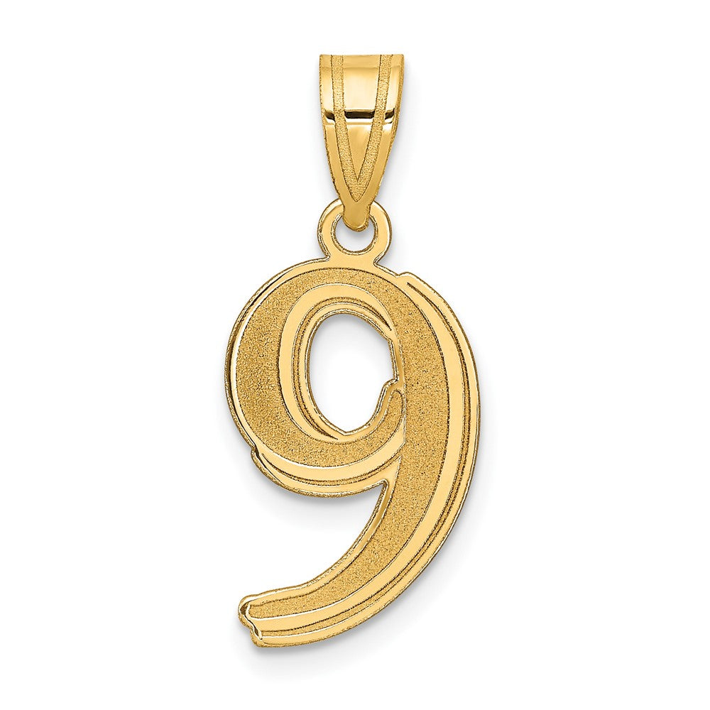 Charlie & Co Jewelry | 14k Polished Etched Number 9 Pendant - Model AEN09