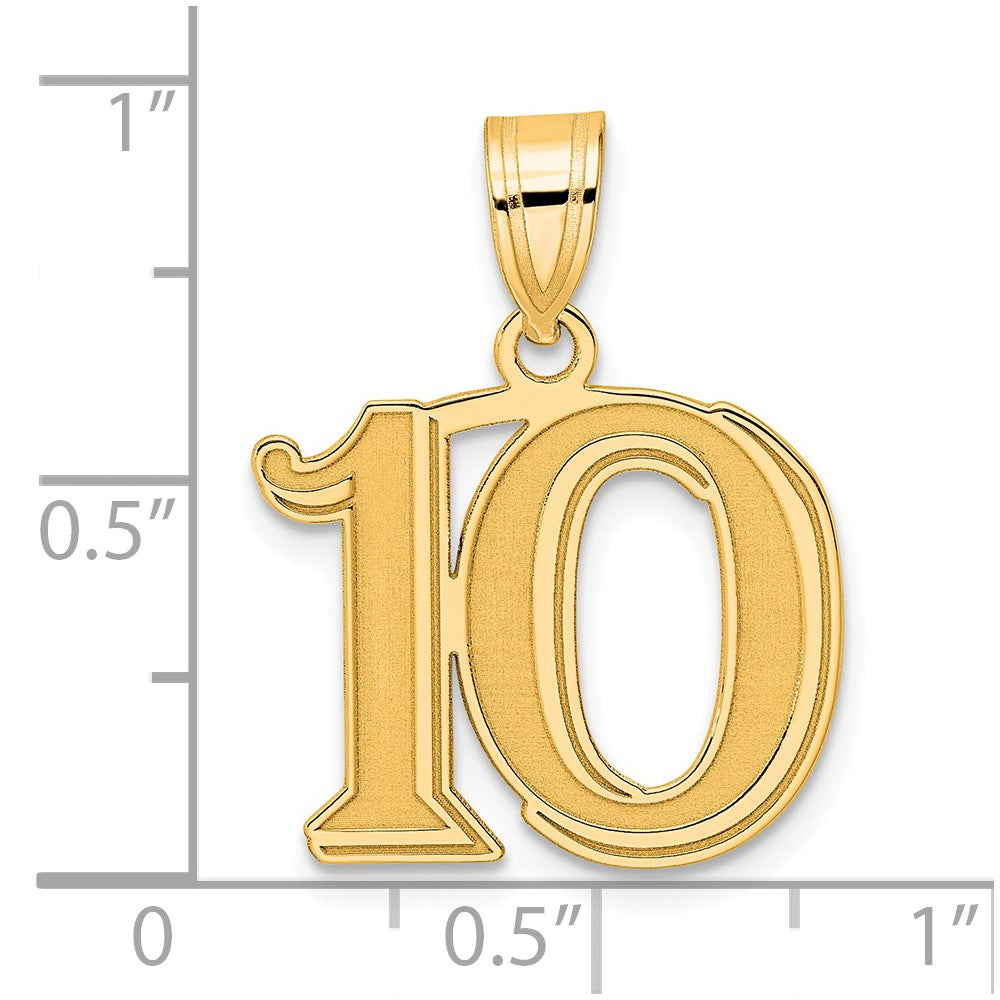 Charlie & Co Jewelry | 14k Polished Etched Number 10 Pendant - Model AEN10