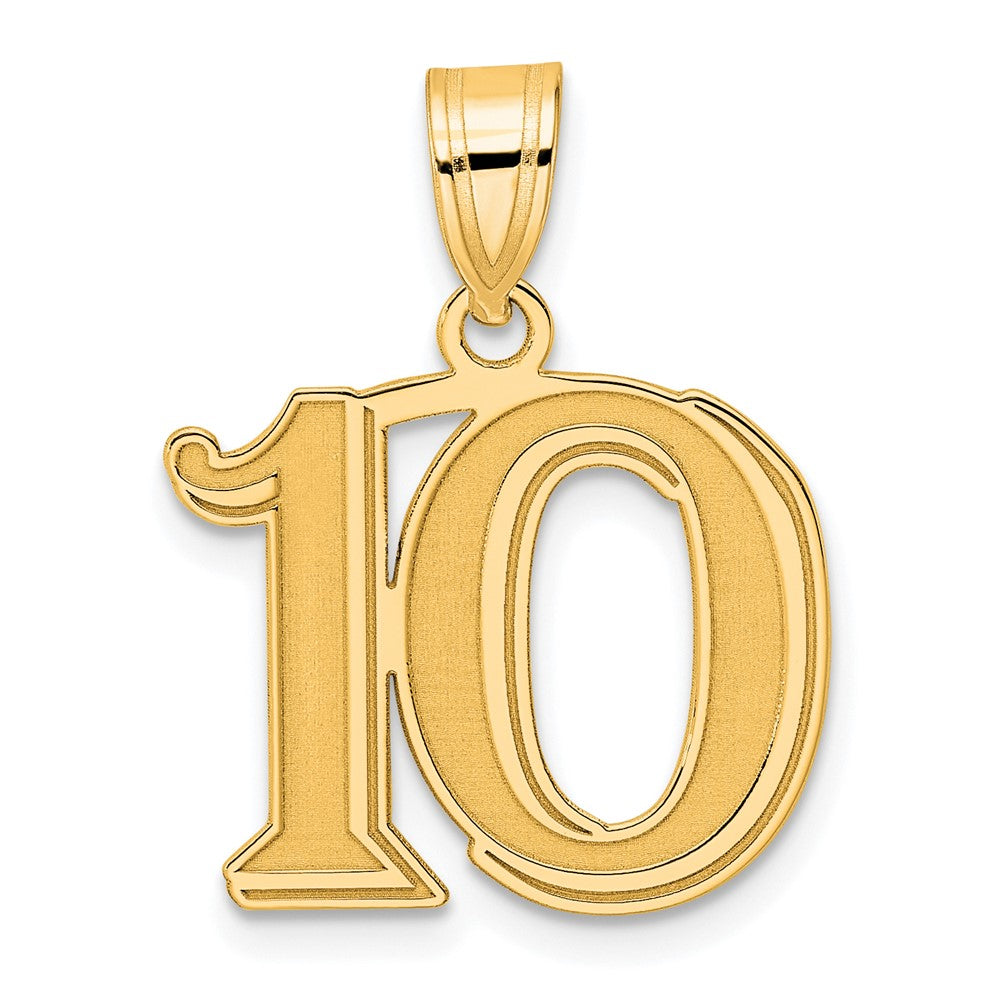 Charlie & Co Jewelry | 14k Polished Etched Number 10 Pendant - Model AEN10