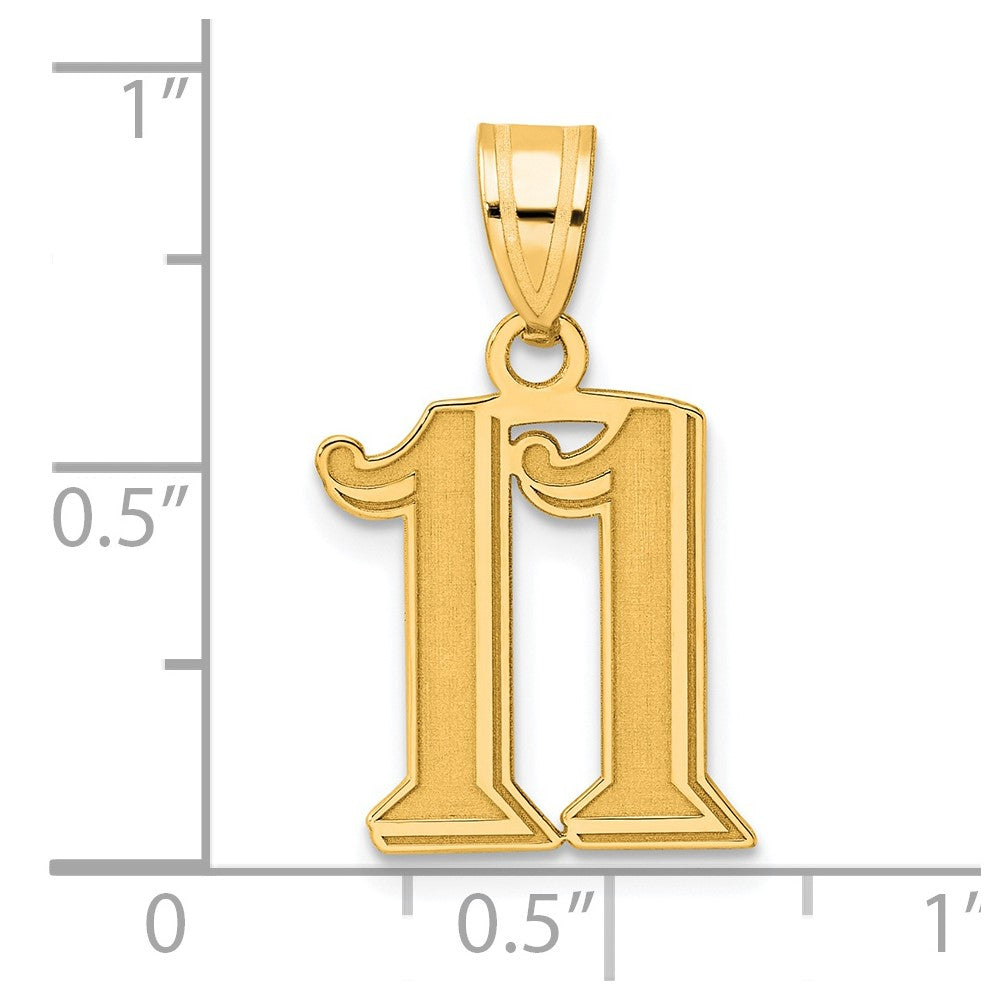 Charlie & Co Jewelry | 14k Polished Etched Number 11 Pendant - Model AEN11