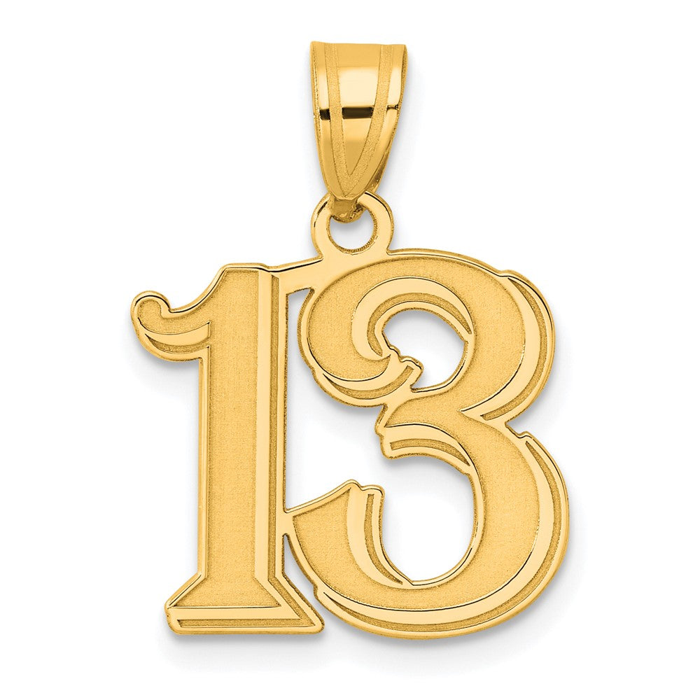Charlie & Co Jewelry | 14k Polished Etched Number 13 Pendant - Model AEN13