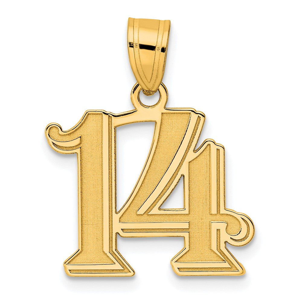 Charlie & Co Jewelry | 14k Polished Etched Number 14 Pendant - Model AEN14