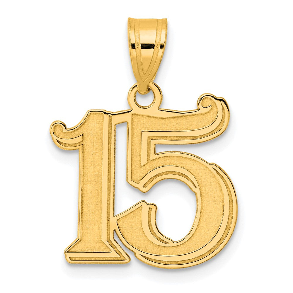 Charlie & Co Jewelry | 14k Polished Etched Number 15 Pendant - Model AEN15