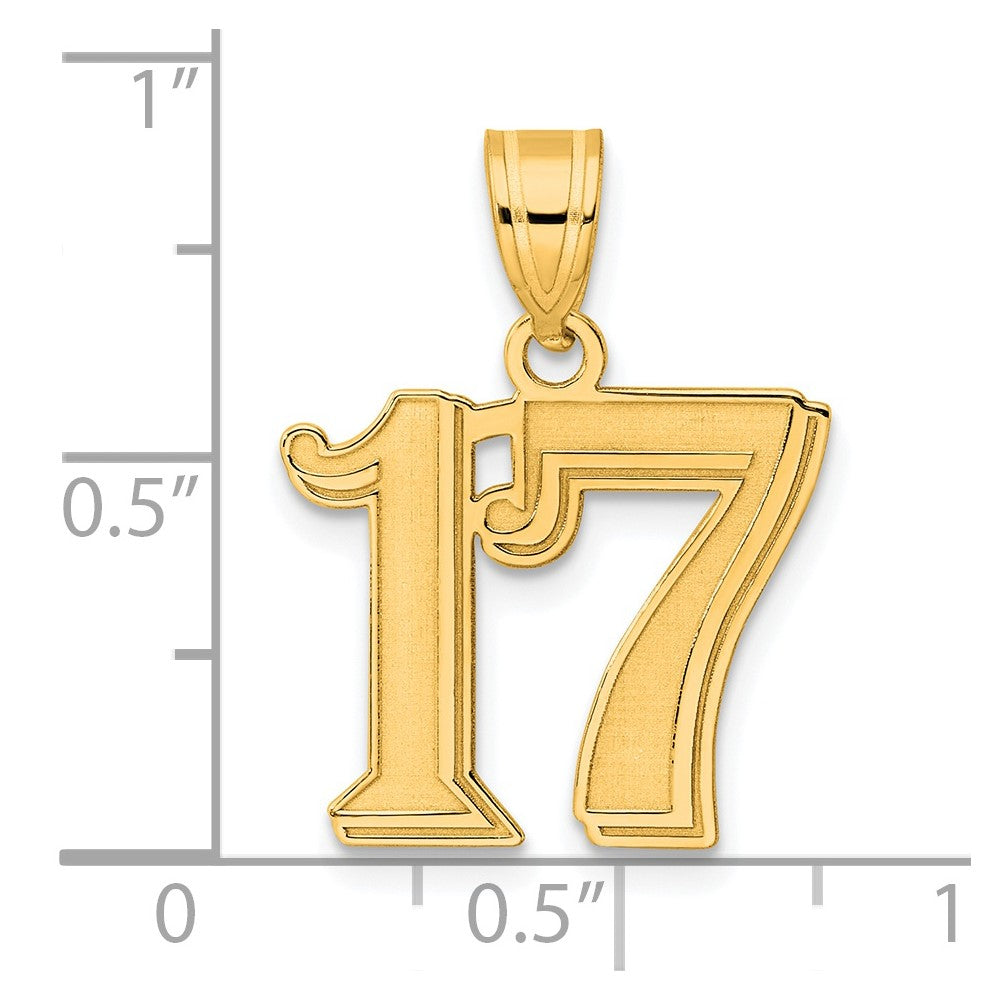 Charlie & Co Jewelry | 14k Polished Etched Number 17 Pendant - Model AEN17