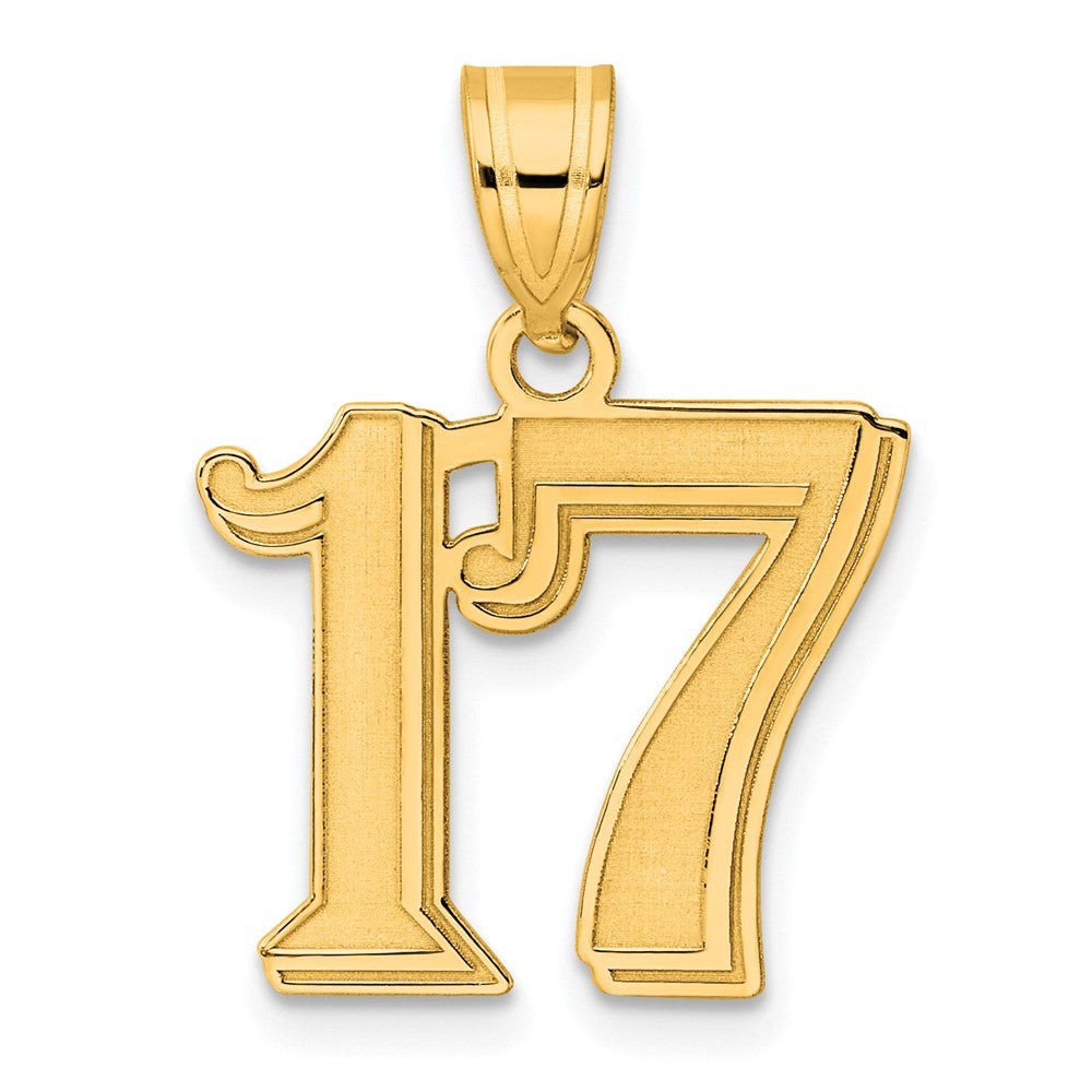 Charlie & Co Jewelry | 14k Polished Etched Number 17 Pendant - Model AEN17