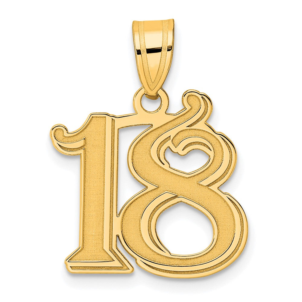 Charlie & Co Jewelry | 14k Polished Etched Number 18 Pendant - Model AEN18