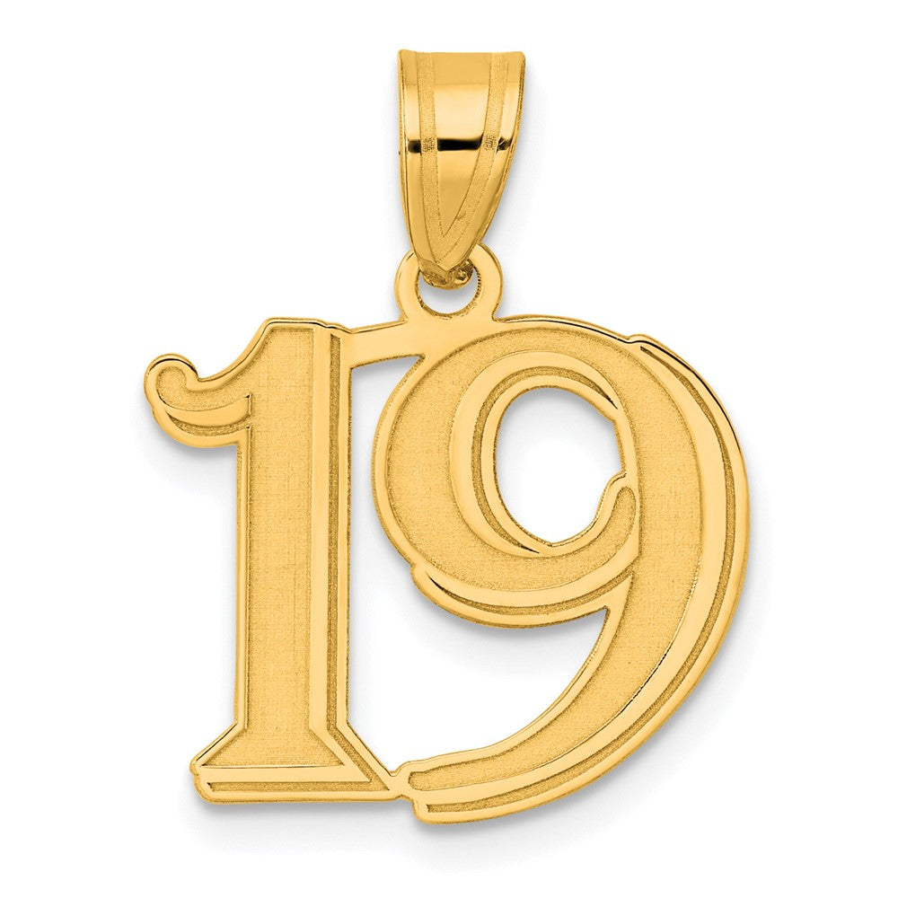 Charlie & Co Jewelry | 14k Polished Etched Number 19 Pendant - Model AEN19