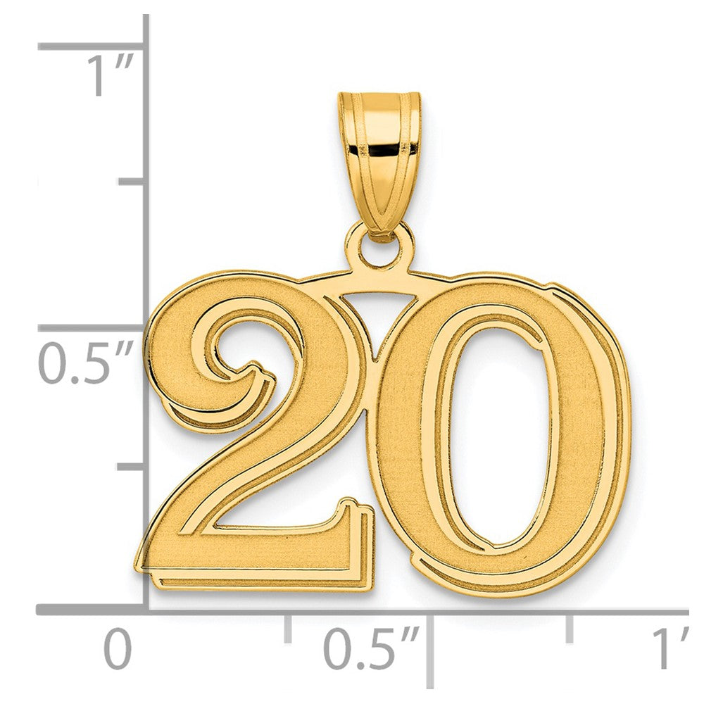 Charlie & Co Jewelry | 14k Polished Etched Number 20 Pendant - Model AEN20