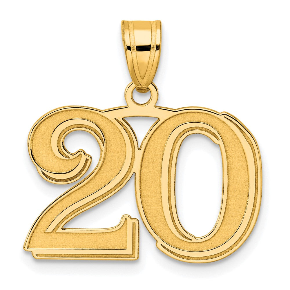 Charlie & Co Jewelry | 14k Polished Etched Number 20 Pendant - Model AEN20