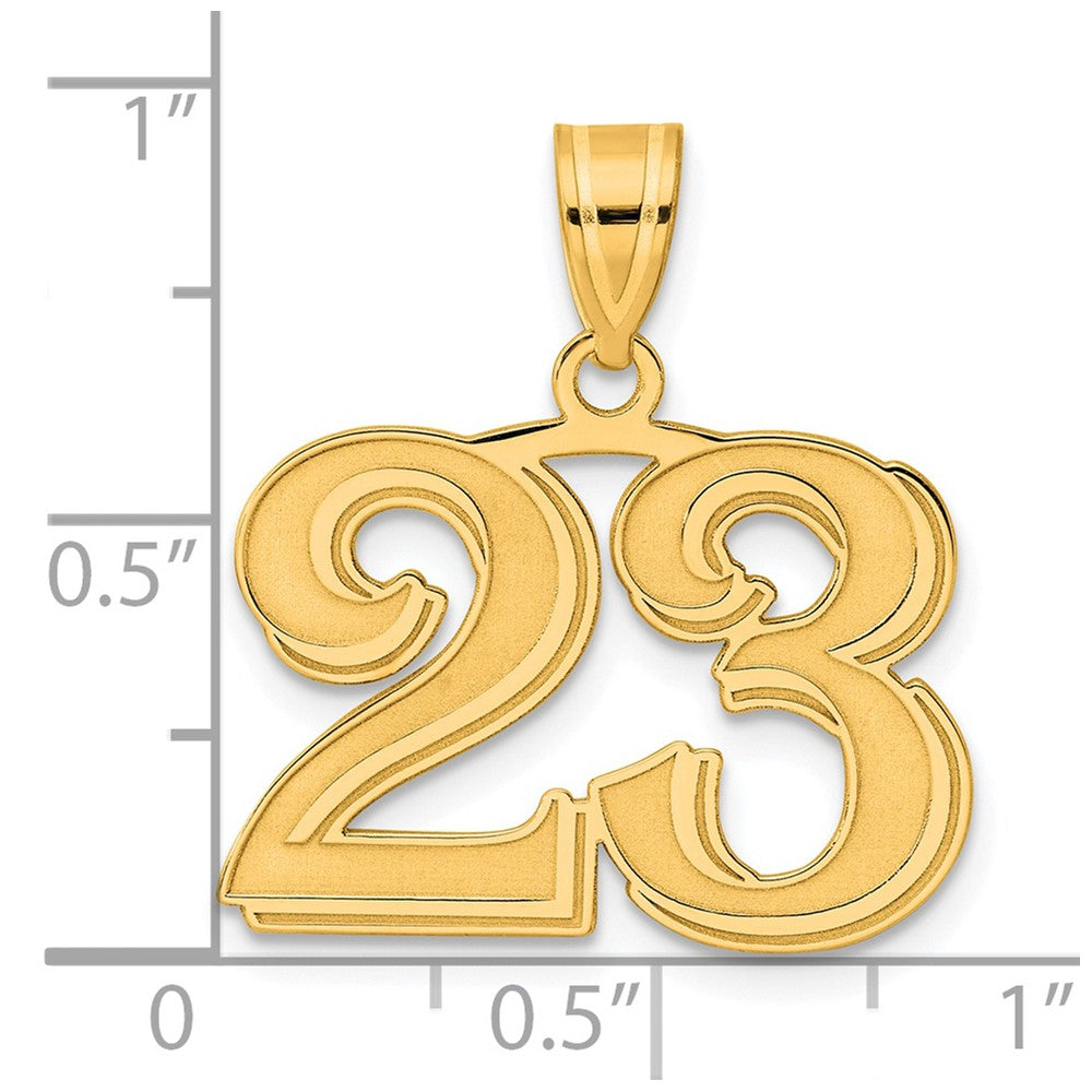 Charlie & Co Jewelry | 14k Polished Etched Number 23 Pendant - Model AEN23