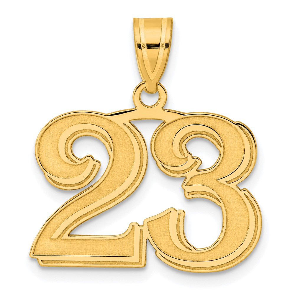Charlie & Co Jewelry | 14k Polished Etched Number 23 Pendant - Model AEN23