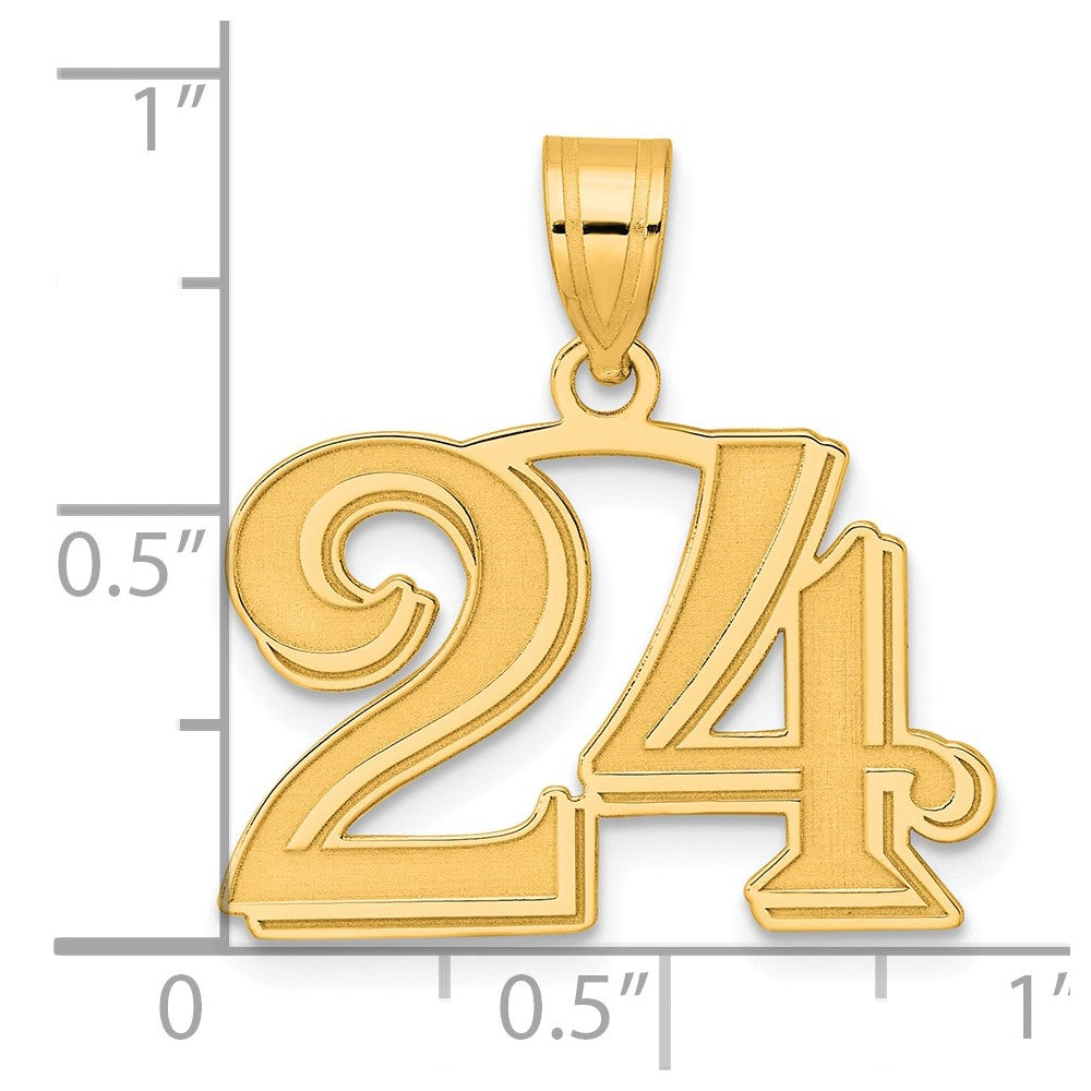 Charlie & Co Jewelry | 14k Polished Etched Number 24 Pendant - Model AEN24