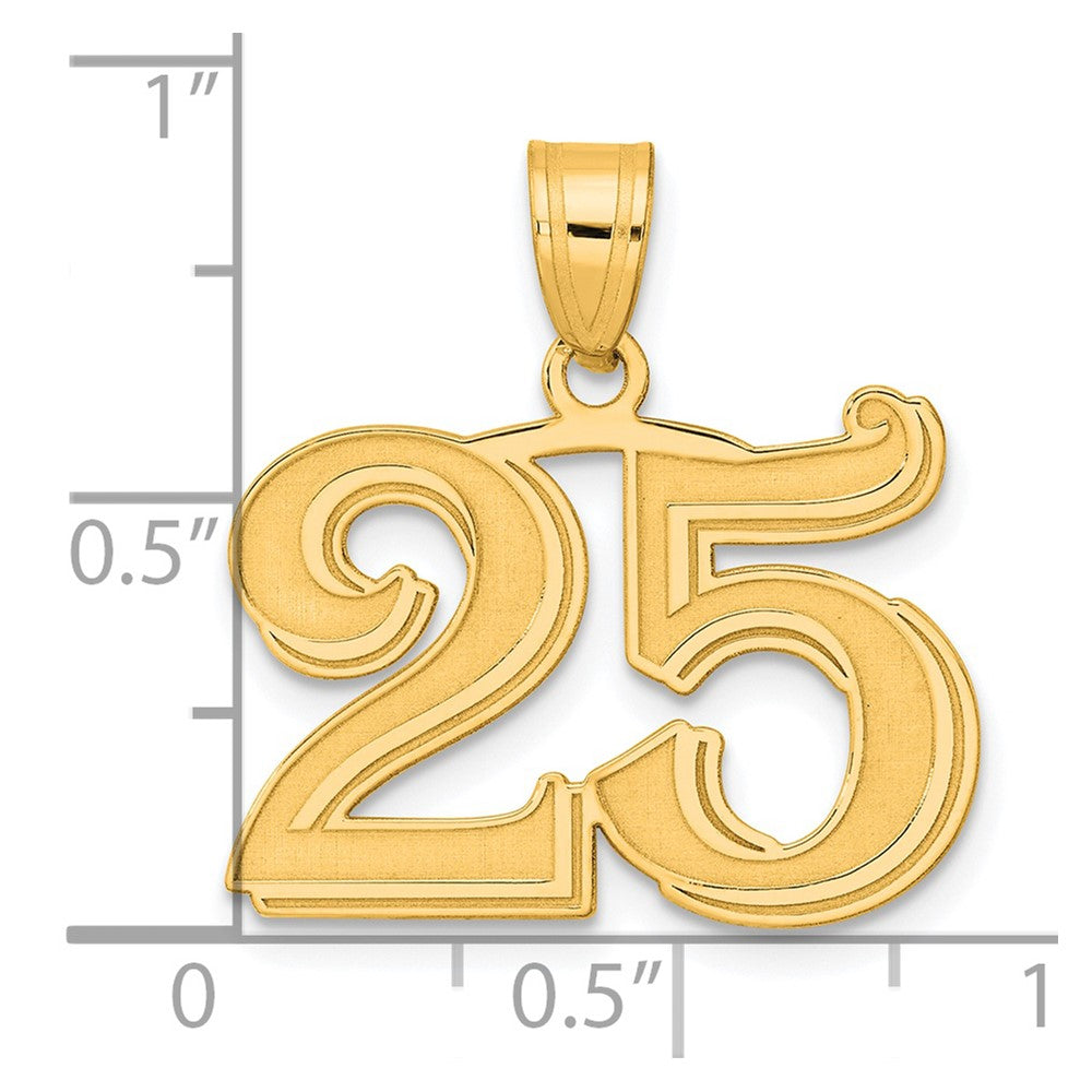Charlie & Co Jewelry | 14k Polished Etched Number 25 Pendant - Model AEN25