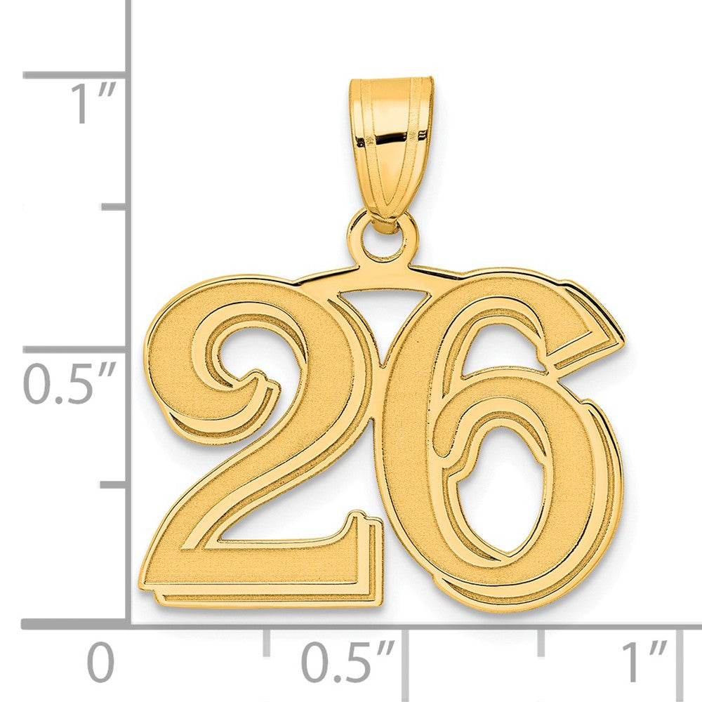 Charlie & Co Jewelry | 14k Polished Etched Number 26 Pendant - Model AEN26