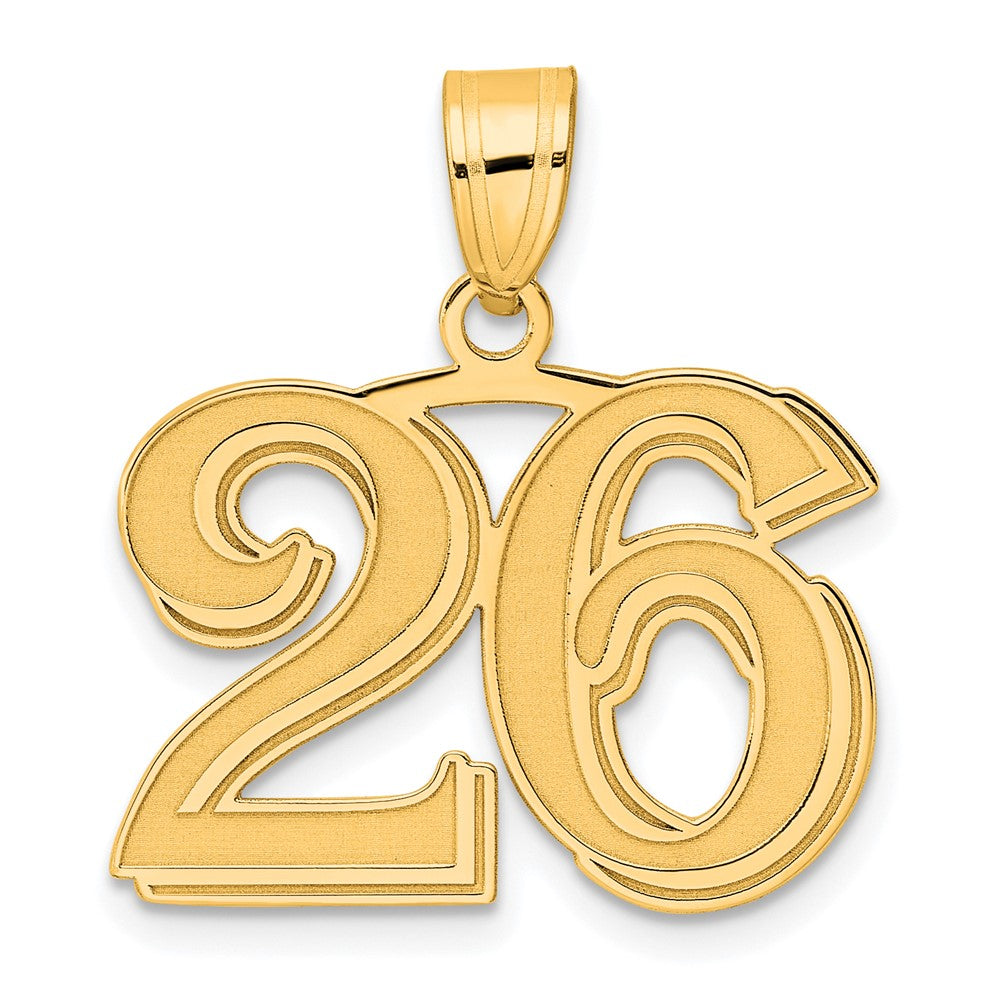 Charlie & Co Jewelry | 14k Polished Etched Number 26 Pendant - Model AEN26