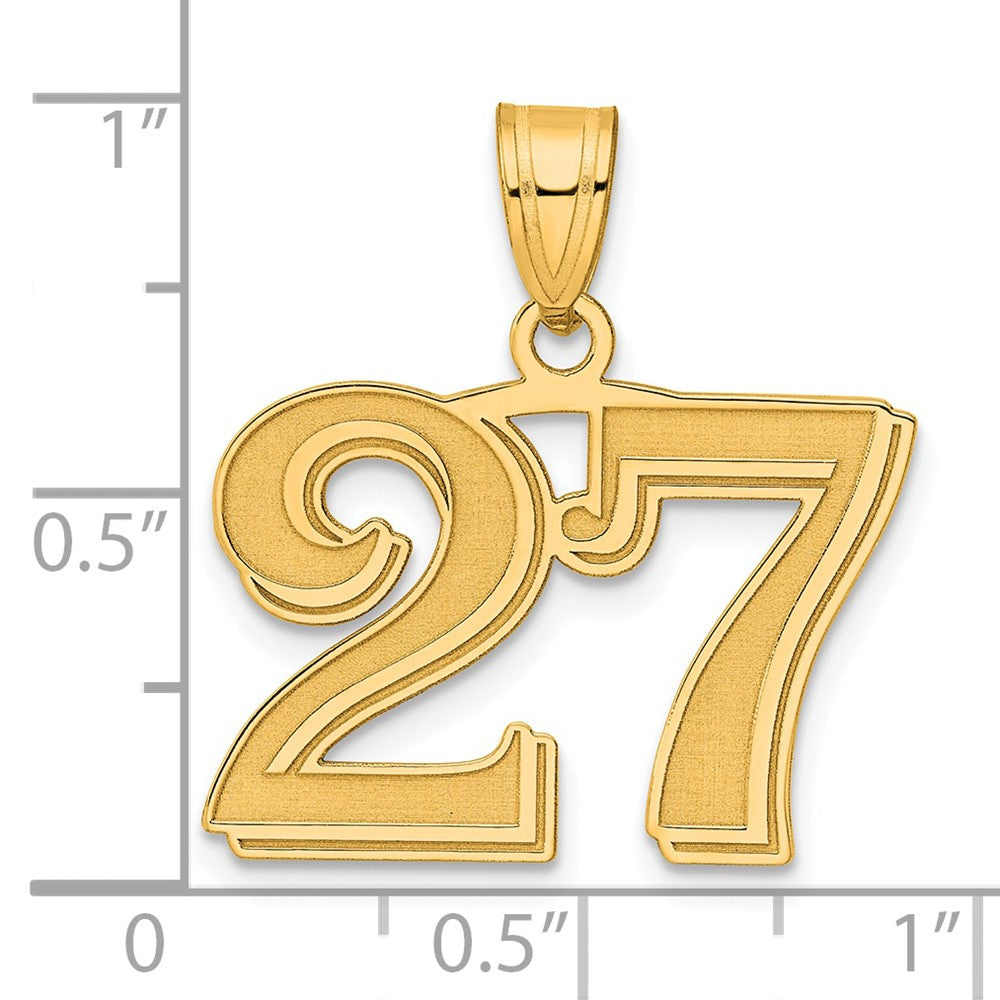 Charlie & Co Jewelry | 14k Polished Etched Number 27 Pendant - Model AEN27