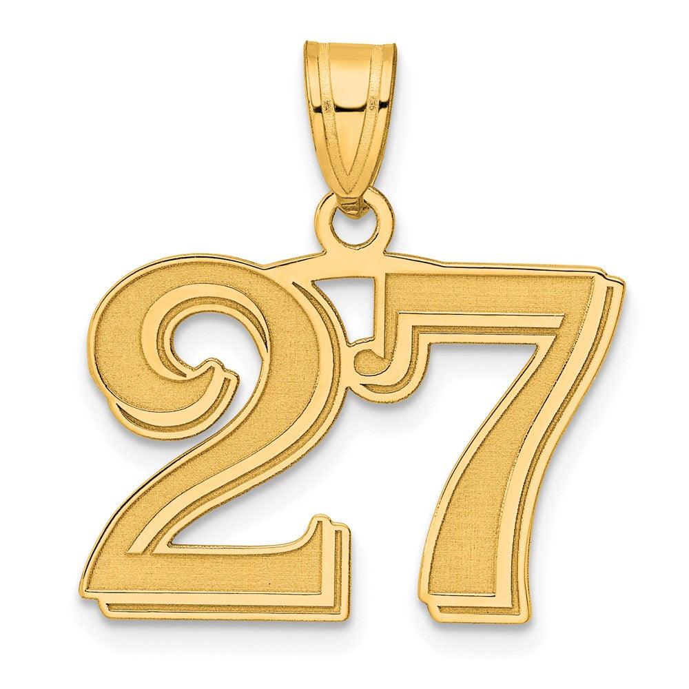 Charlie & Co Jewelry | 14k Polished Etched Number 27 Pendant - Model AEN27