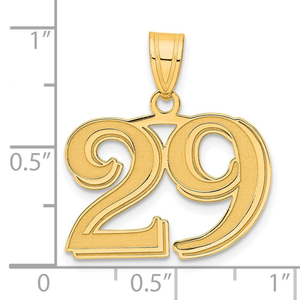 Charlie & Co Jewelry | 14k Polished Etched Number 29 Pendant - Model AEN29