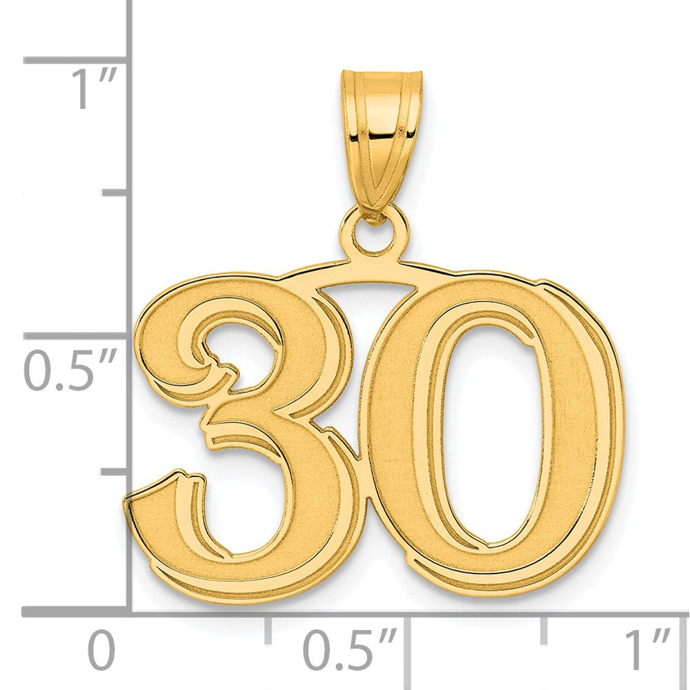 Charlie & Co Jewelry | 14k Polished Etched Number 30 Pendant - Model AEN30