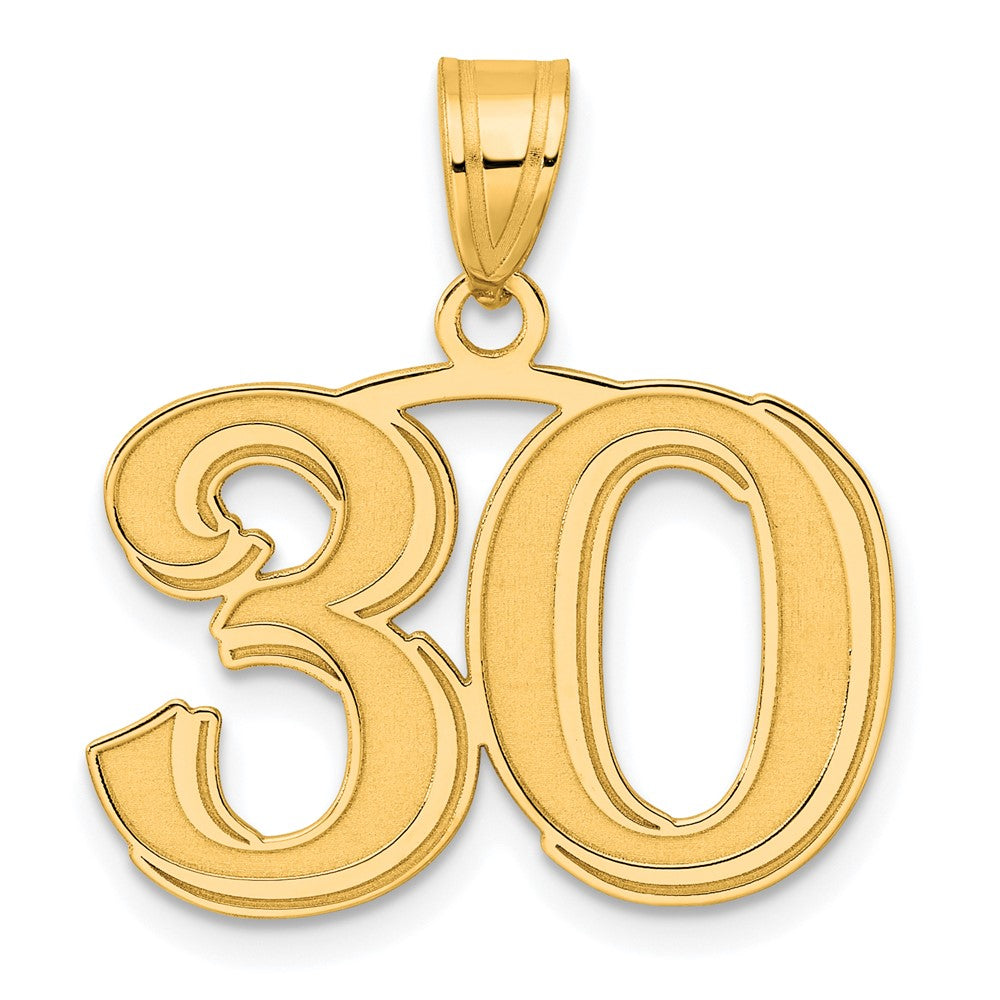 Charlie & Co Jewelry | 14k Polished Etched Number 30 Pendant - Model AEN30