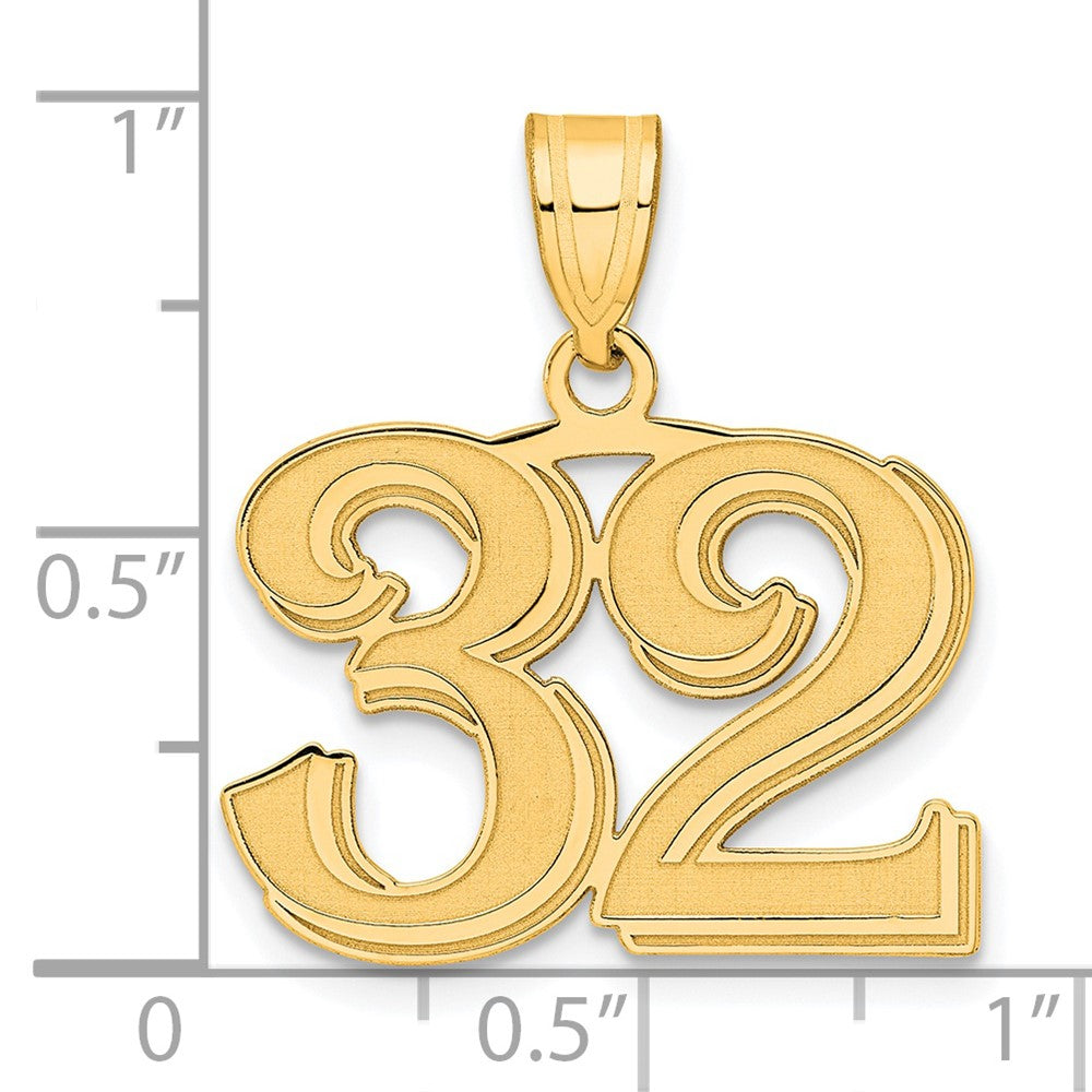 Charlie & Co Jewelry | 14k Polished Etched Number 32 Pendant - Model AEN32