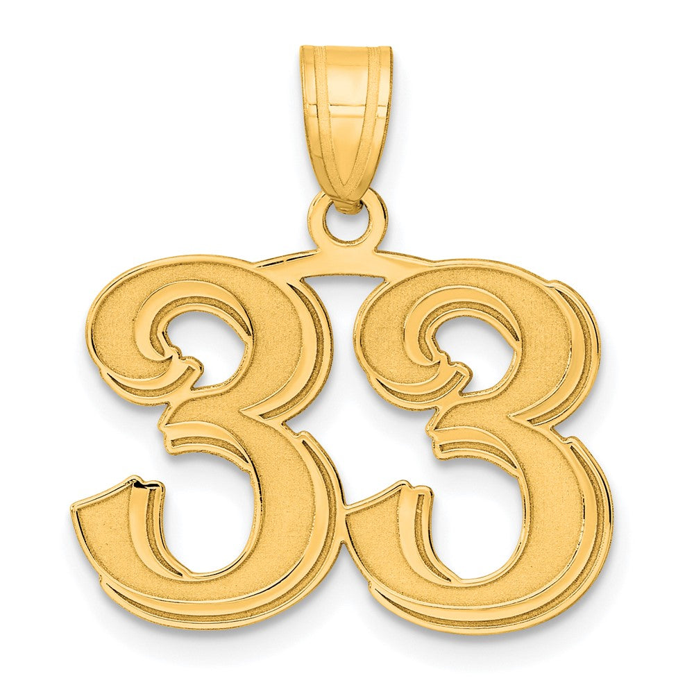 Charlie & Co Jewelry | 14k Polished Etched Number 33 Pendant - Model AEN33