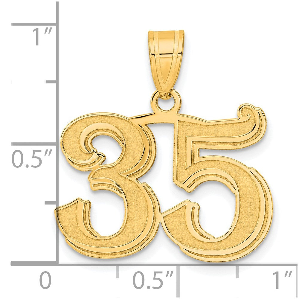 Charlie & Co Jewelry | 14k Polished Etched Number 35 Pendant - Model AEN35