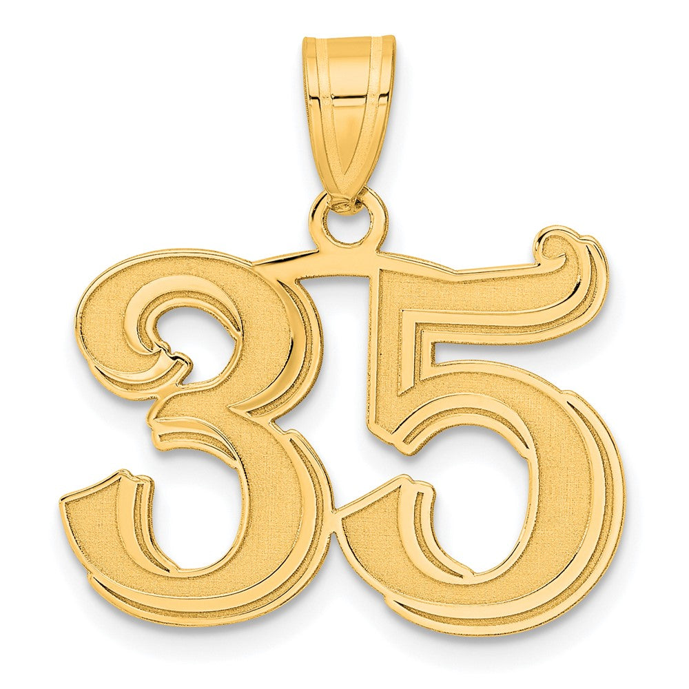 Charlie & Co Jewelry | 14k Polished Etched Number 35 Pendant - Model AEN35