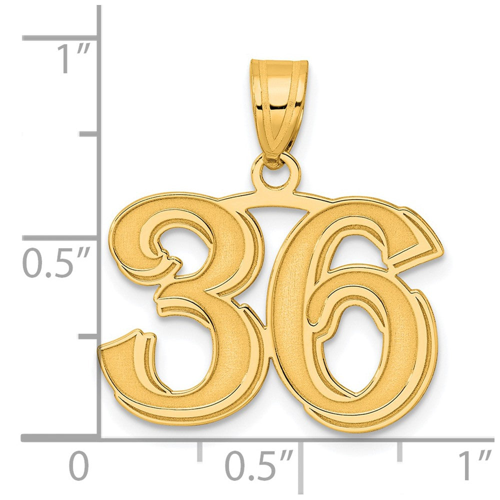 Charlie & Co Jewelry | 14k Polished Etched Number 36 Pendant - Model AEN36