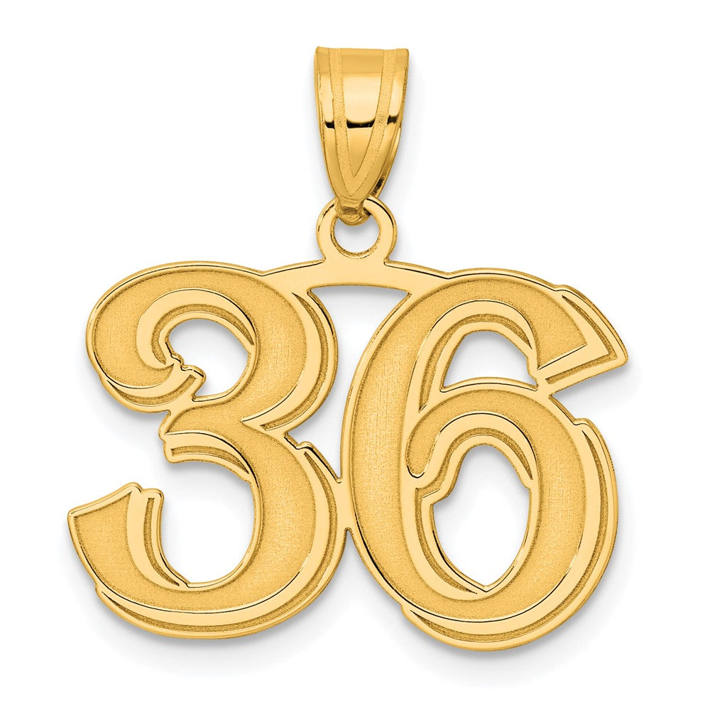 Charlie & Co Jewelry | 14k Polished Etched Number 36 Pendant - Model AEN36