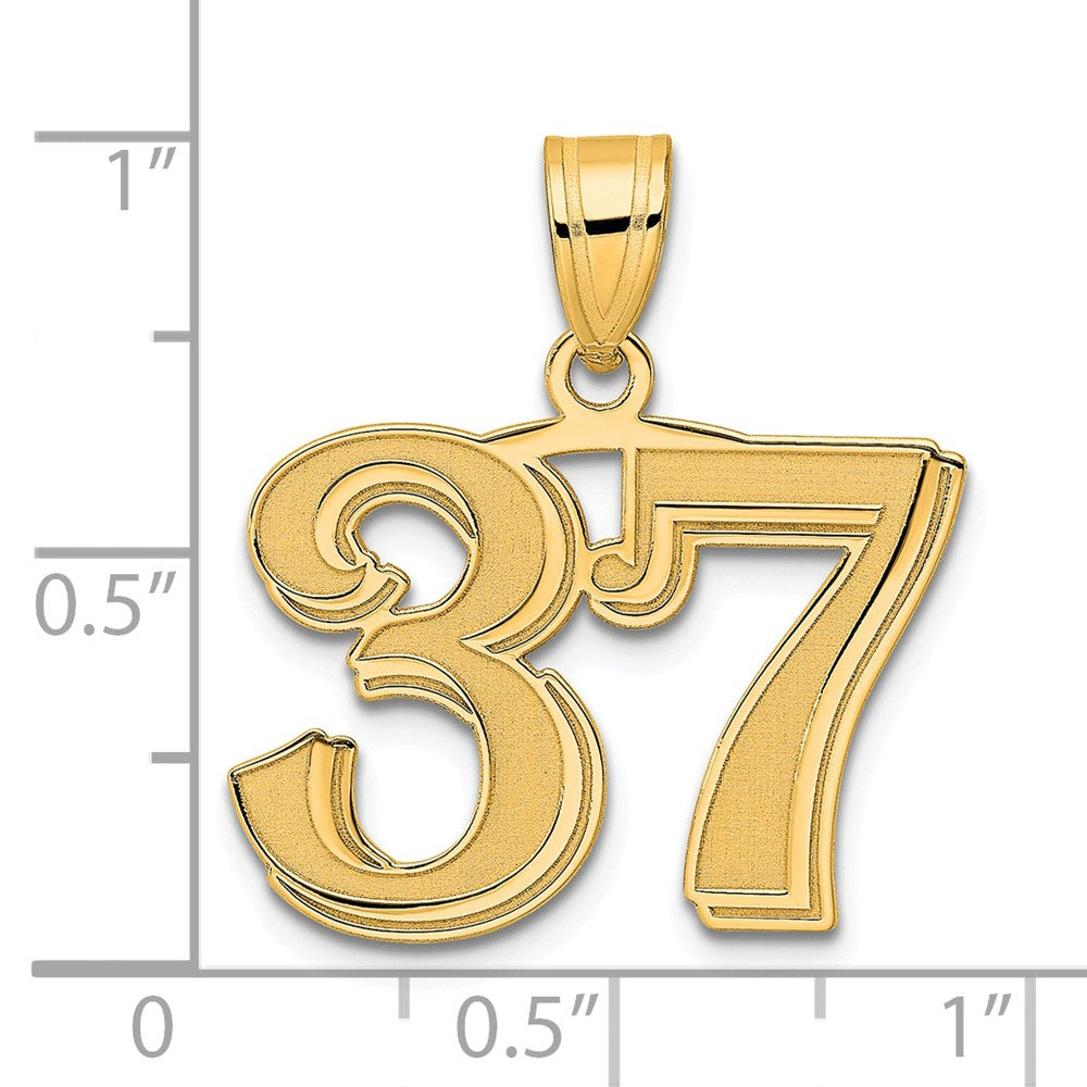 Charlie & Co Jewelry | 14k Polished Etched Number 37 Pendant - Model AEN37