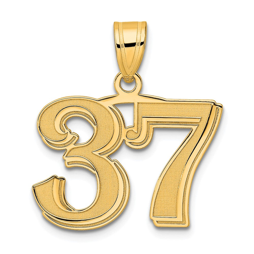 Charlie & Co Jewelry | 14k Polished Etched Number 37 Pendant - Model AEN37