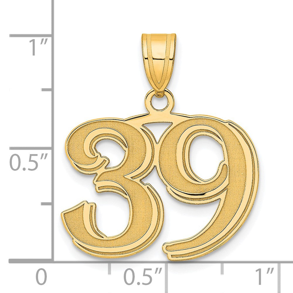 Charlie & Co Jewelry | 14k Polished Etched Number 39 Pendant - Model AEN39